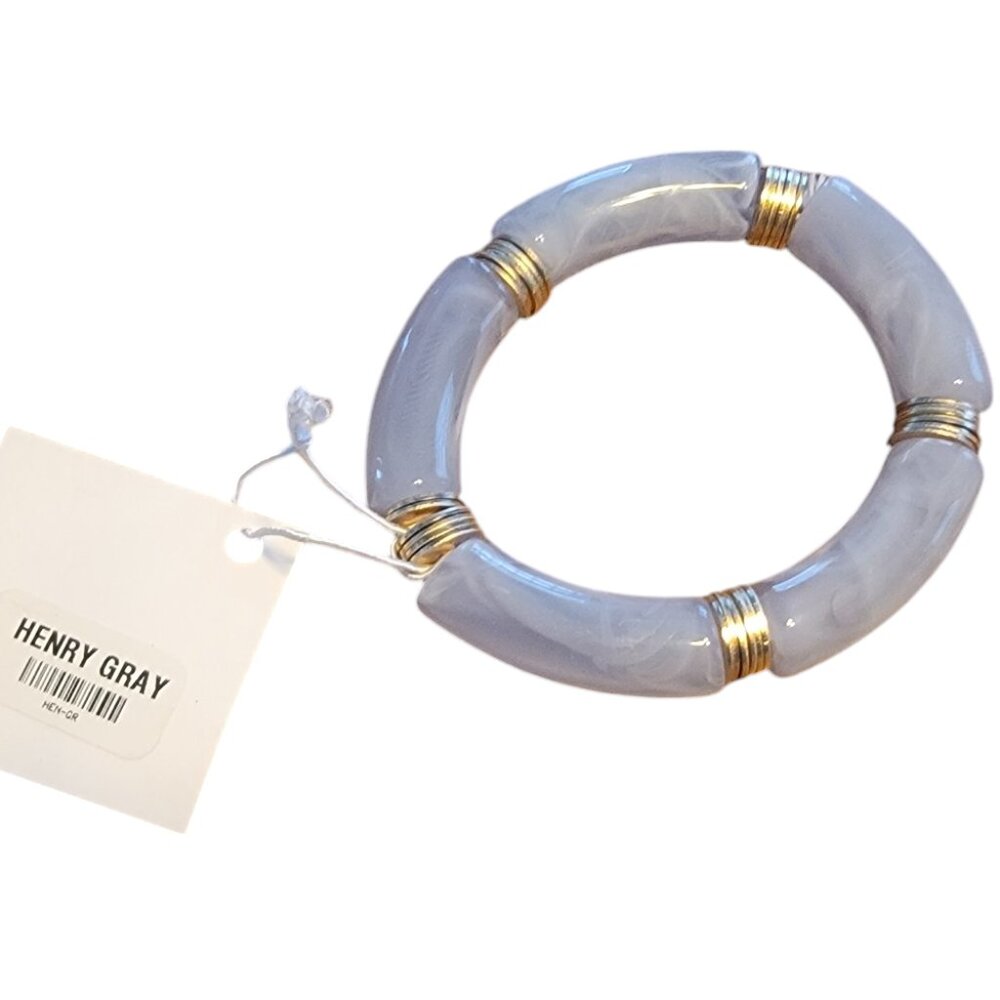 Meghan Browne Style Henry Gray Stretch Chunky Beaded Bracelet